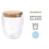 Doppelwandiges Glas mit Bambusdeckel
