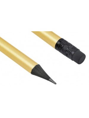 Goldener Bleistift mit Radiergummi günstig mit Logo