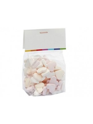 Süße Werbung: Herz-Bonbons in Beutel
