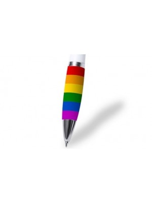 Werbe-Kugelschreiber mit Schaft in Regenbogenfarben