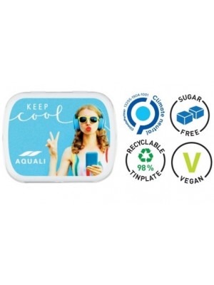 Schicke recyclebare Dose mit Pfefferminzpastillen 