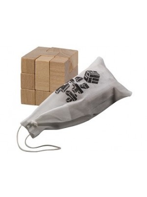 Holz-Puzzle mit Baumwollsäckchen