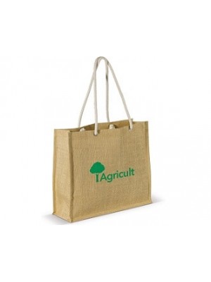 Jute-Einkaufstasche als Werbegeschenk mit Logo bedruckt