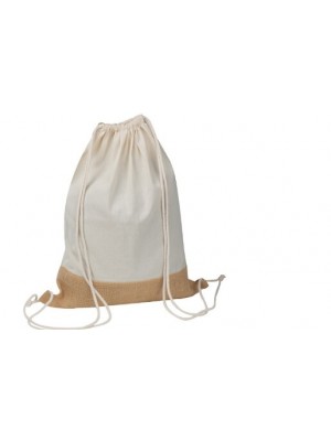 Baumwollbeutel mit Juteboden und Kordel