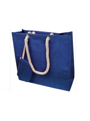 Schicke Jutetasche mit Kordeln und Geldbeutel als Werbegeschenk