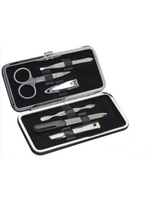 Maniküretui aus Edelstahl - 7-teilig mit Diamantnagelfeile