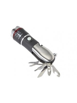 Gurtschneider, Notfallhammer, Taschenmesser mit 5 Funktionen und Sicherheitslampe 