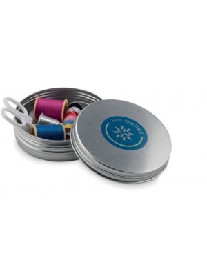 Dose mit Nähgarn in Dose mit Logo bedruckt