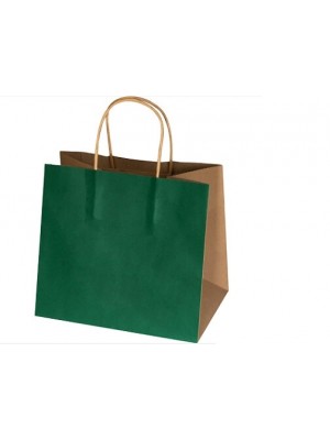 Tragetasche aus farbigen Papier mit Logo bedruckt