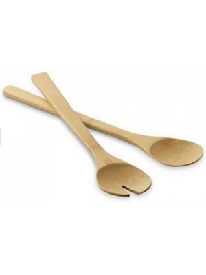 Salatbesteck aus Bambus günstig mit Logo geprägt