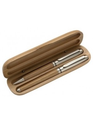 Schreibset mit Kugelschreiber und Rollerball aus Holz