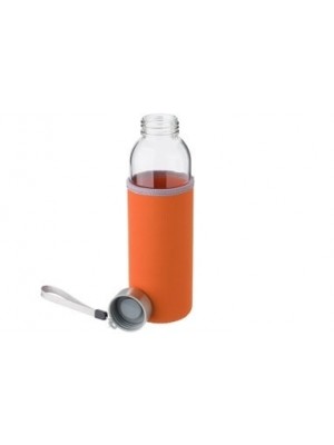 Glas-Trinkflasche mit farbiger Neopren-Schutzhülle