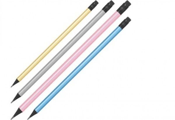 Bleistift mit Radiergummi in Metallic Farben 