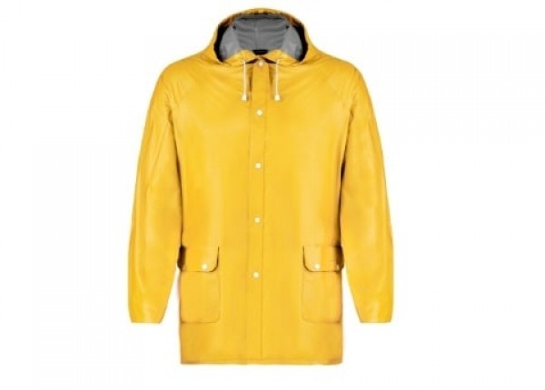 Gelbe Regenjacke als Werebartikel