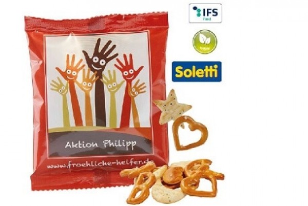Happy-Mix Knabbertüte mit Logo bedruckt, optimal als Werbemittel