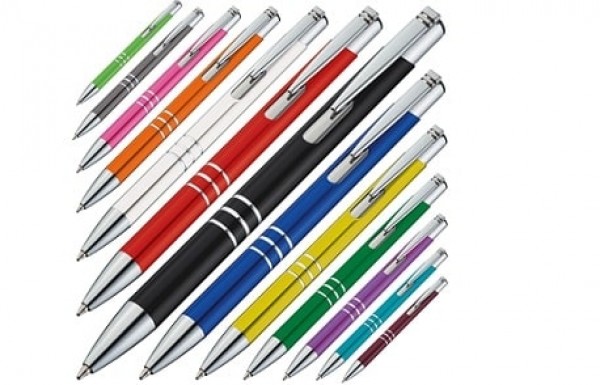 Werbe-Kugelschreiber mit Zierringe inklusive Gravur