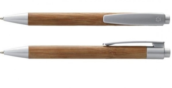 Werbe-Kugelschreiber aus Bambus Mine, schwarz