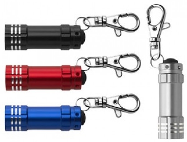 Günstige Taschenlampe aus Metall mit Karabinerhaken