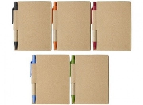Notizbuch aus Karton mit passenden Kugelschreiber