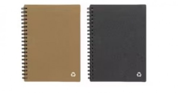 Notizbuch hellbraun oder dunkelgrau aus recyceltem Leder