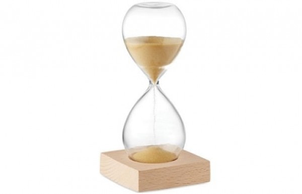 Größe Sanduhr aus Glas und Buchenholz