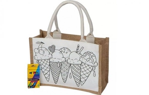 Jutetasche zum Ausmalen inklusive Wachsmalkreide