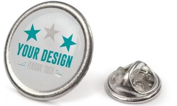 Pin silber mit Logo bedruckt
