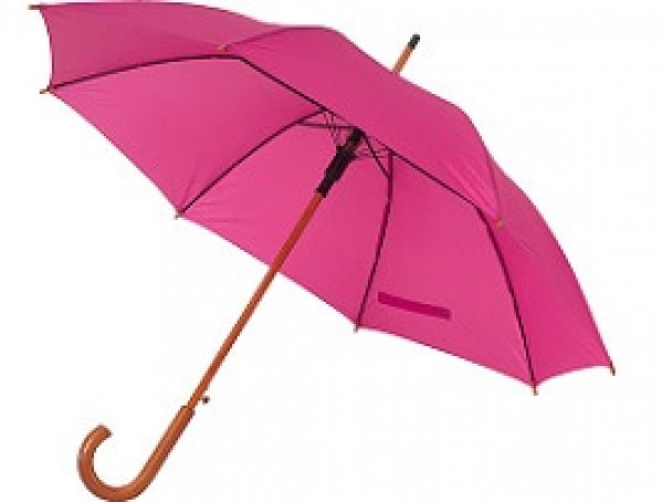 Automatik-Stockschirm mit gebogenen Holzgriff in vielen Farben