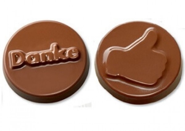 Schokoladentaler "Danke" oder "Daumen hoch" preiswert