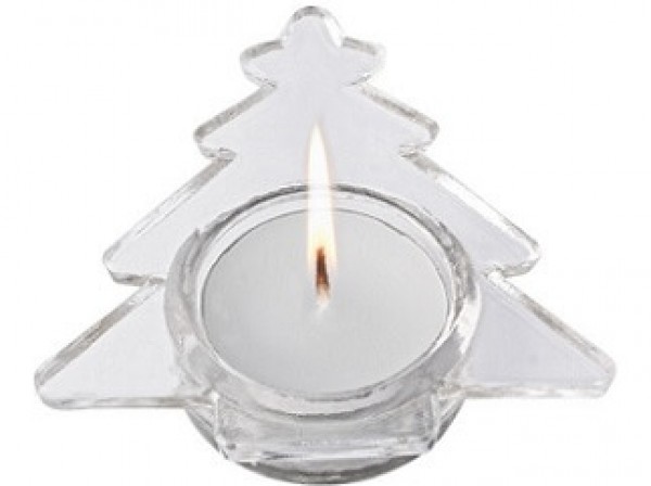 Kerzenhaltern aus Glas mit Logo per Etikett bedruckt