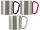 Edelstahl-Becher mit Karabiner-Griff ab geringe Mengen mit Logo