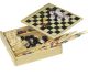 Spiele-Kiste mit Domino, Mikado, Schach, Dame und Ludo.
